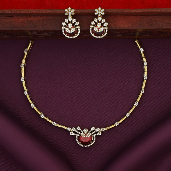 Harshini Stiff Glossy Short Neckpiece With Earring