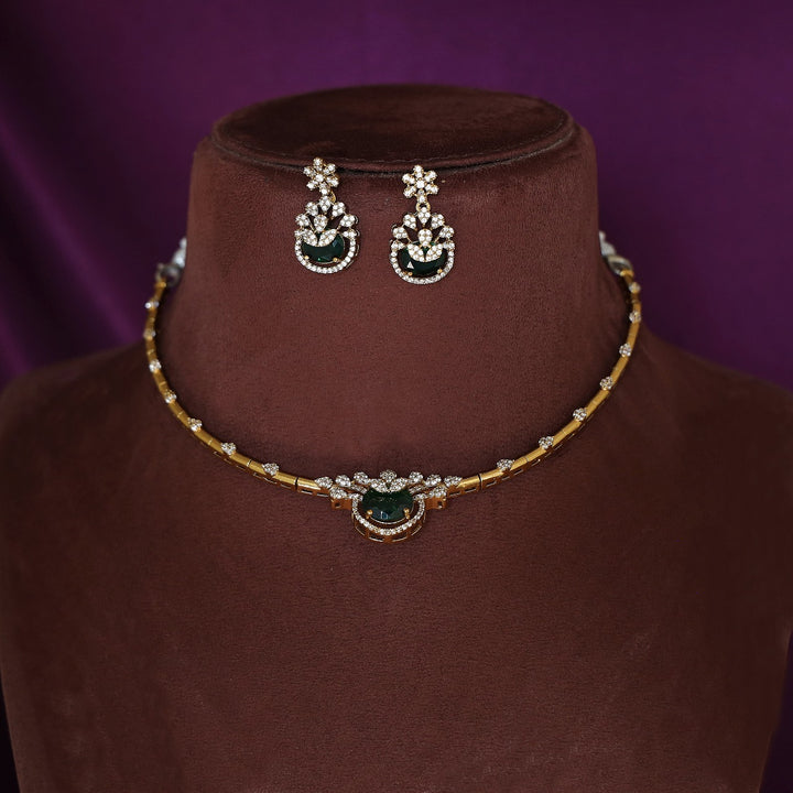 Harshini Stiff Glossy Short Neckpiece With Earring