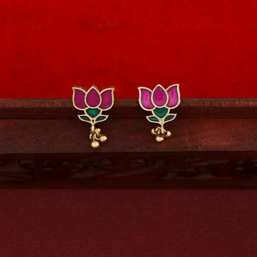 Hima Padma 5 Golden Ball Short Neckpiece With Earring