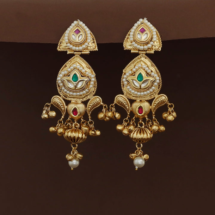 Elysia Dual Leafy Ghungroo Kashmiri Earring