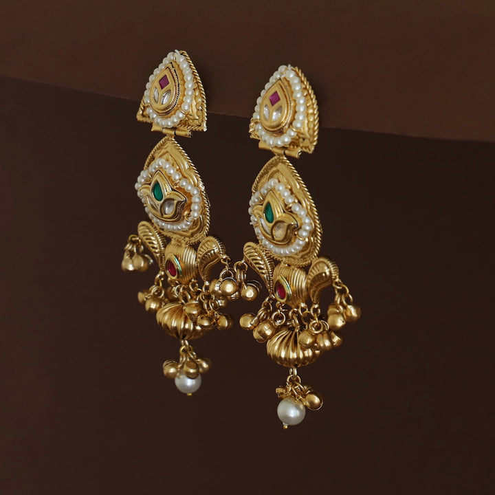 Elysia Dual Leafy Ghungroo Kashmiri Earring