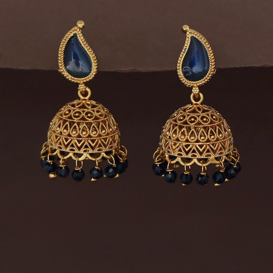 Yavnika Mango Enamel Beaded Jhumka