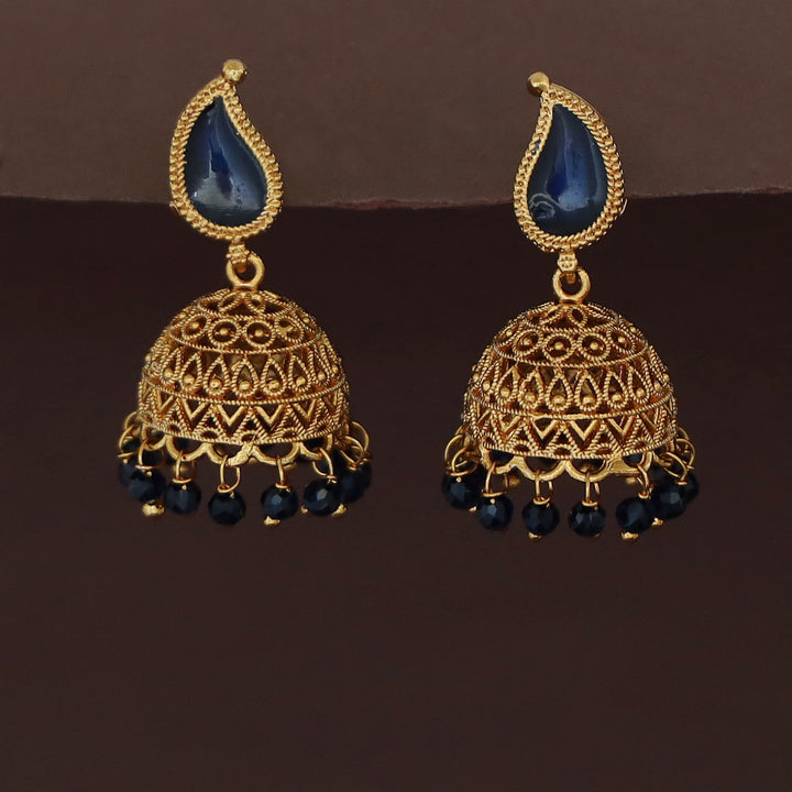 Yavnika Mango Enamel Beaded Jhumka