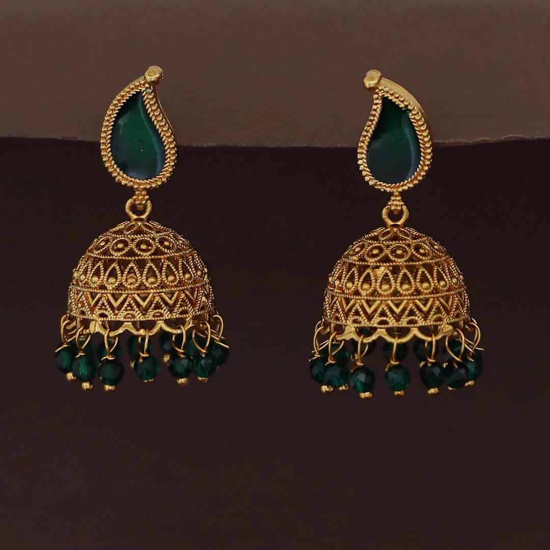 Yavnika Mango Enamel Beaded Jhumka