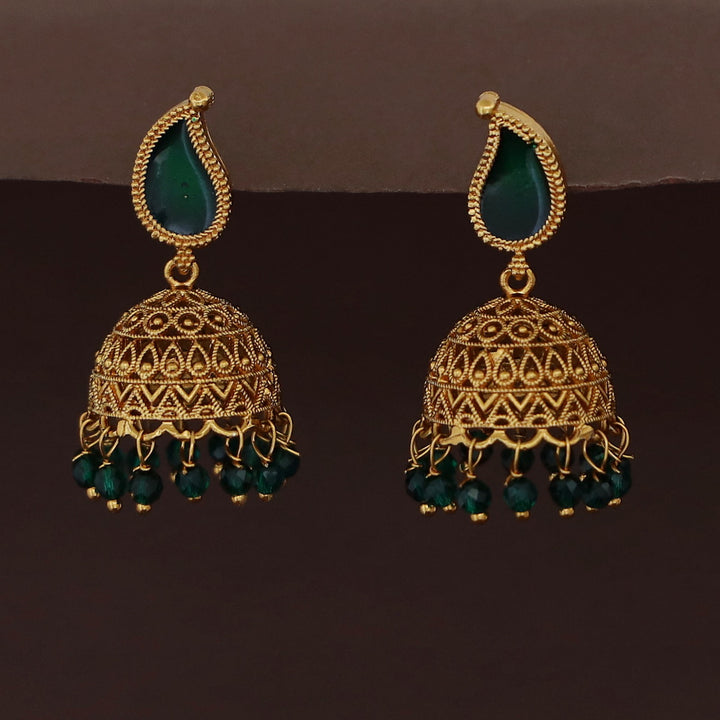 Yavnika Mango Enamel Beaded Jhumka