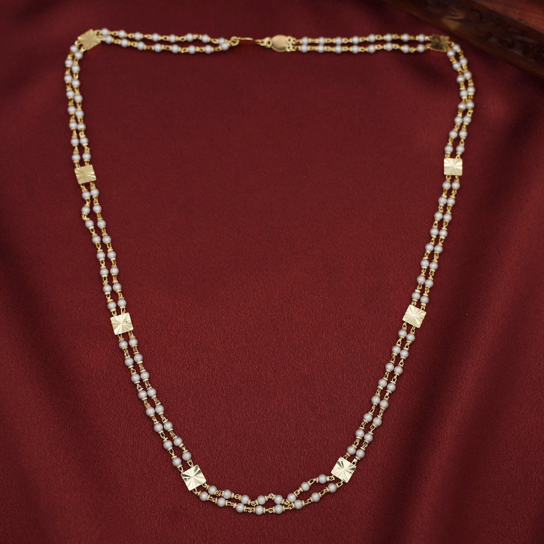 Charita Golden Square 2 Layer Beaded Long Neckpiece