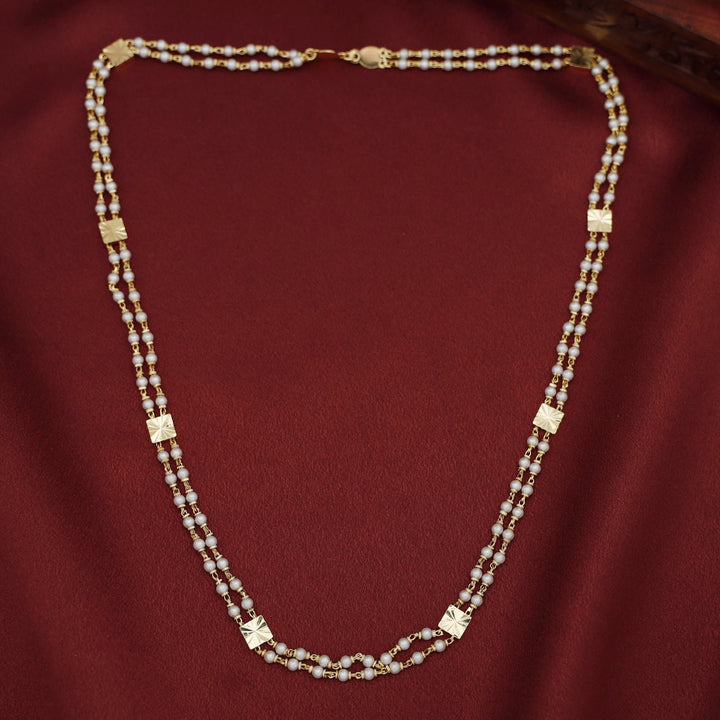 Charita Golden Square 2 Layer Beaded Long Neckpiece