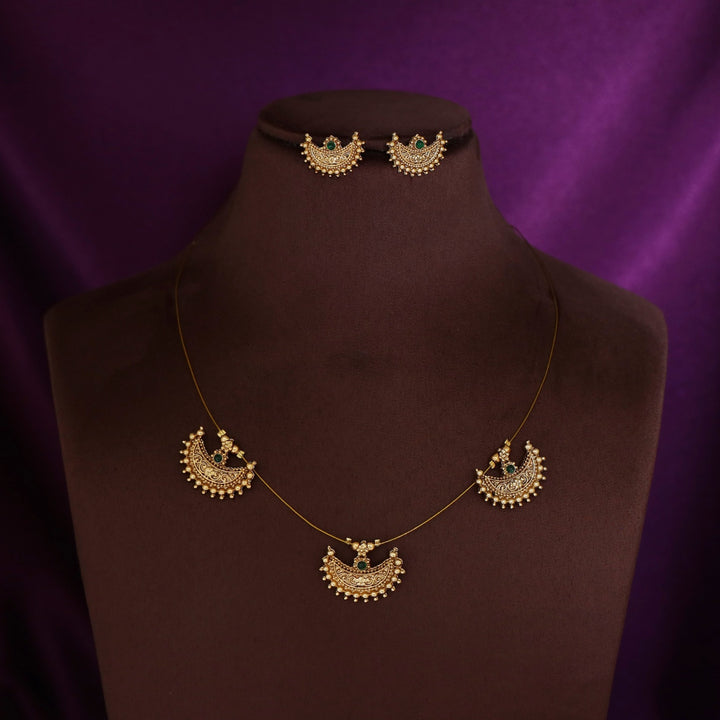 Alamkritha Tri Half Moon String Neckpiece