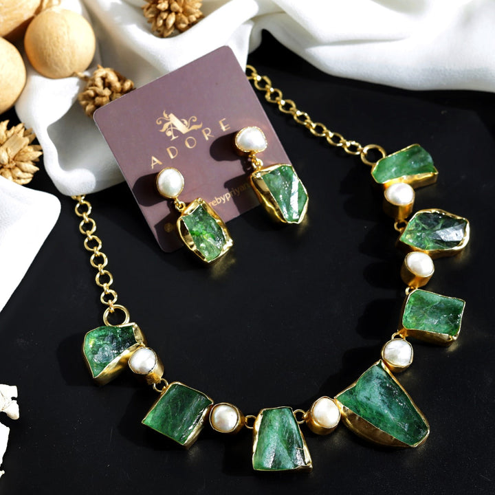 Pegasus Rugged Stone Neckpiece With Earring
