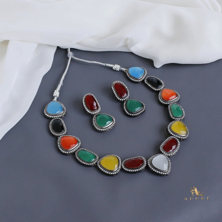 Adore - Multicolour Elite Neck Piece With Earring