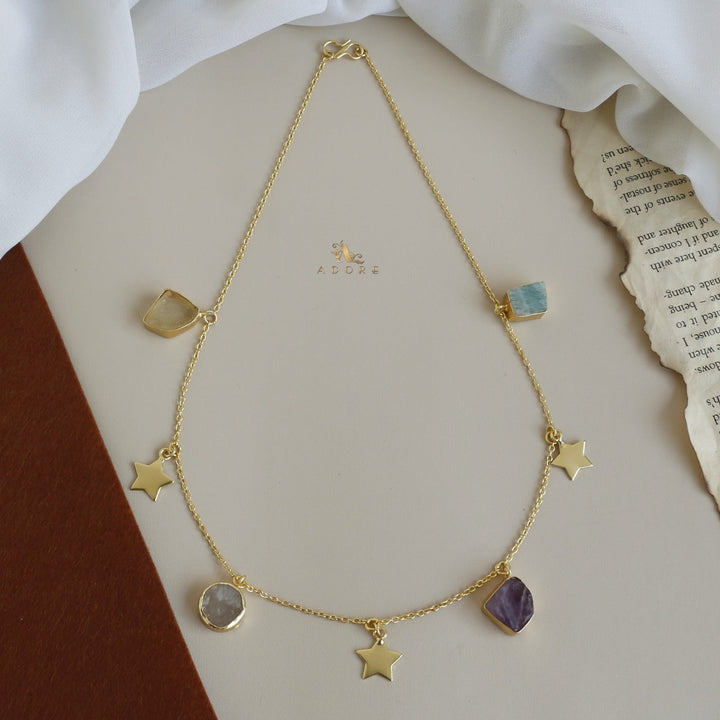 Chethasi Raw Stone + Gold Star Neckpiece