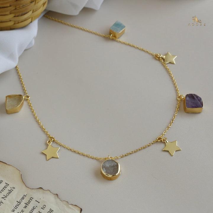 Chethasi Raw Stone + Gold Star Neckpiece