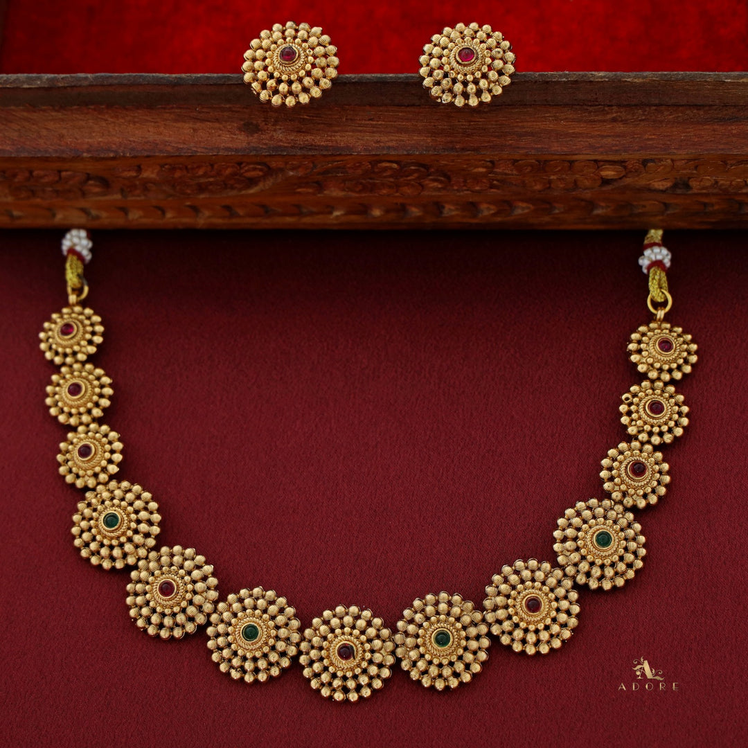 Tanvika Chakra Short Neckpiece with Earring