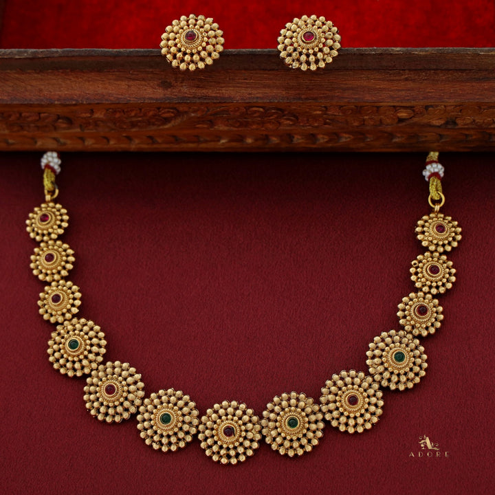 Tanvika Chakra Short Neckpiece with Earring