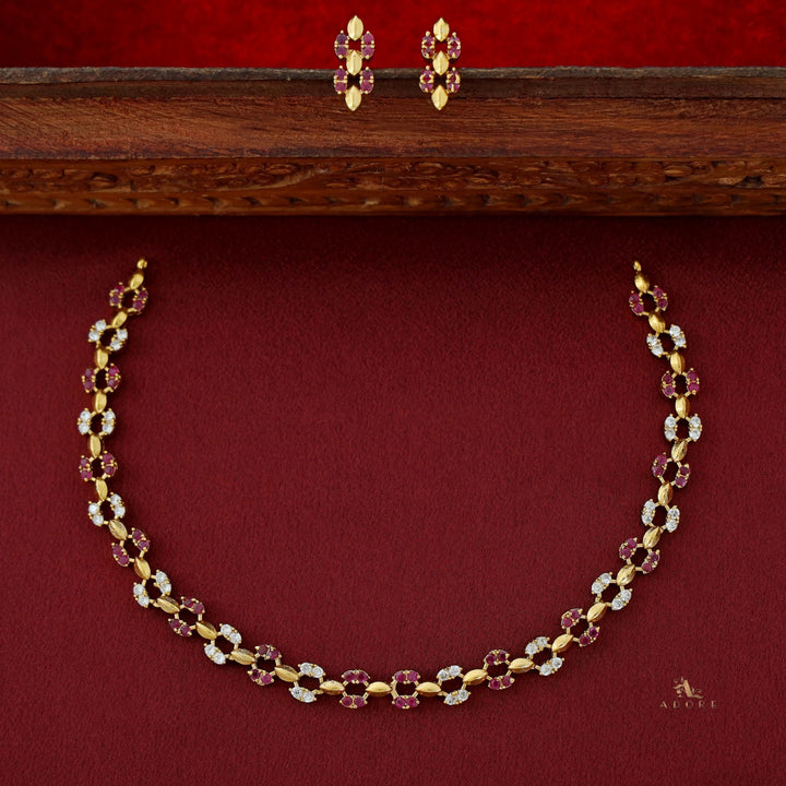 Brindha Short AD Neckpiece With Earring