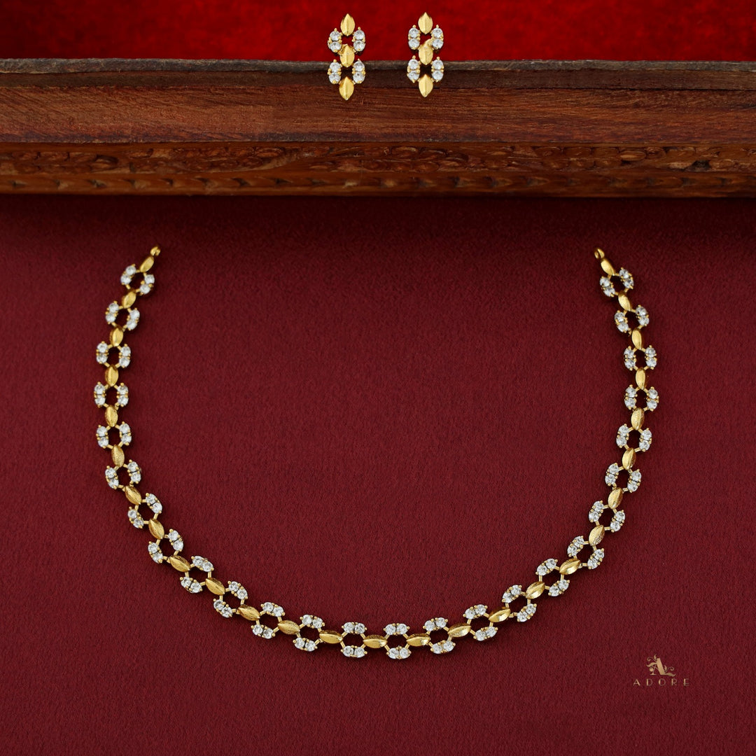 Brindha Short AD Neckpiece With Earring