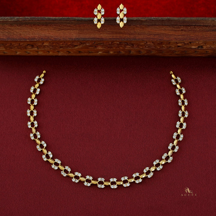 Brindha Short AD Neckpiece With Earring