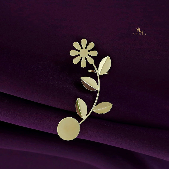 Parisha Golden Flower Leaf Ear-Cuff (Single Piece)
