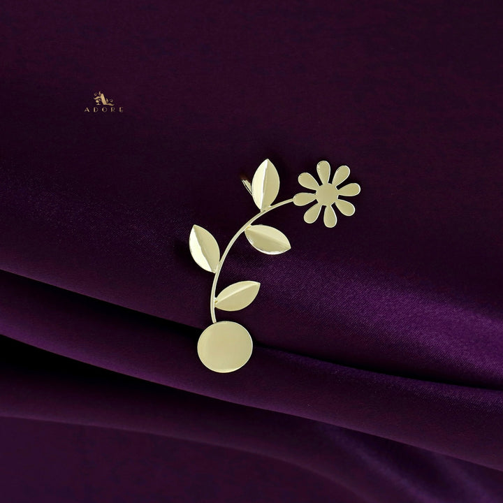 Parisha Golden Flower Leaf Ear-Cuff (Single Piece)