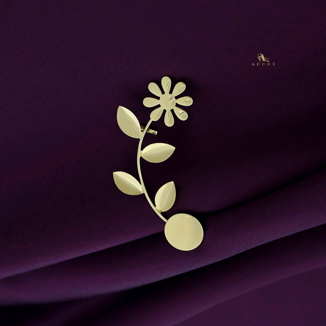 Parisha Golden Flower Leaf Ear-Cuff (Single Piece)