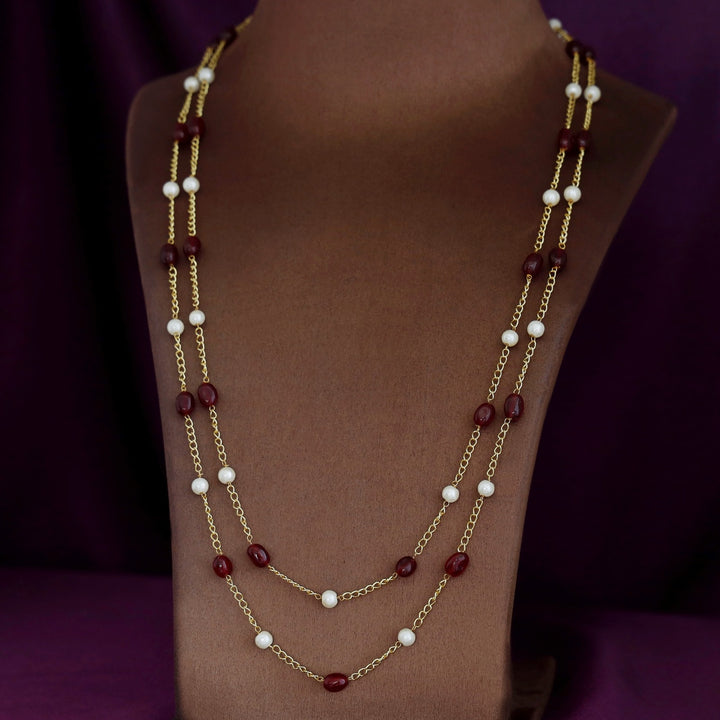 Usha Golden Two Layer Pearl Neckpiece