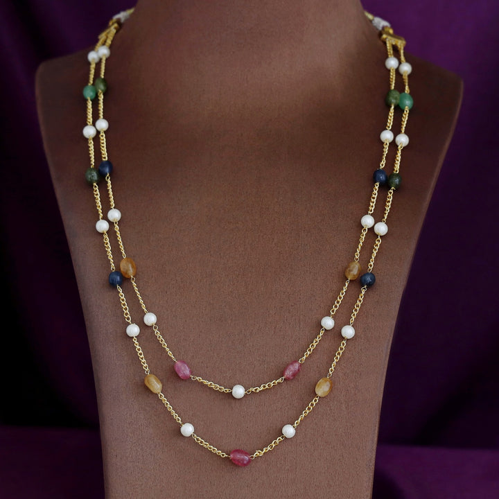 Usha Golden Two Layer Pearl Neckpiece
