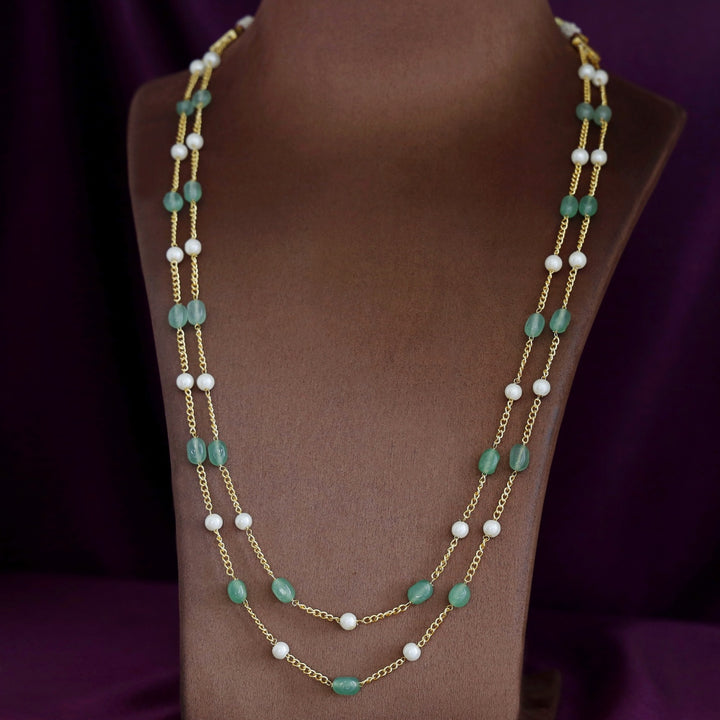 Usha Golden Two Layer Pearl Neckpiece