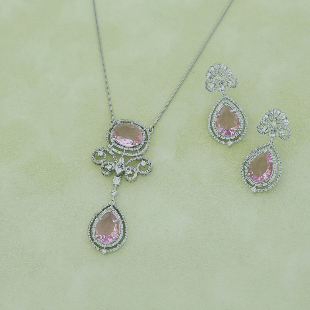 Agastya AD Stone Drop Neckpiece With Earring