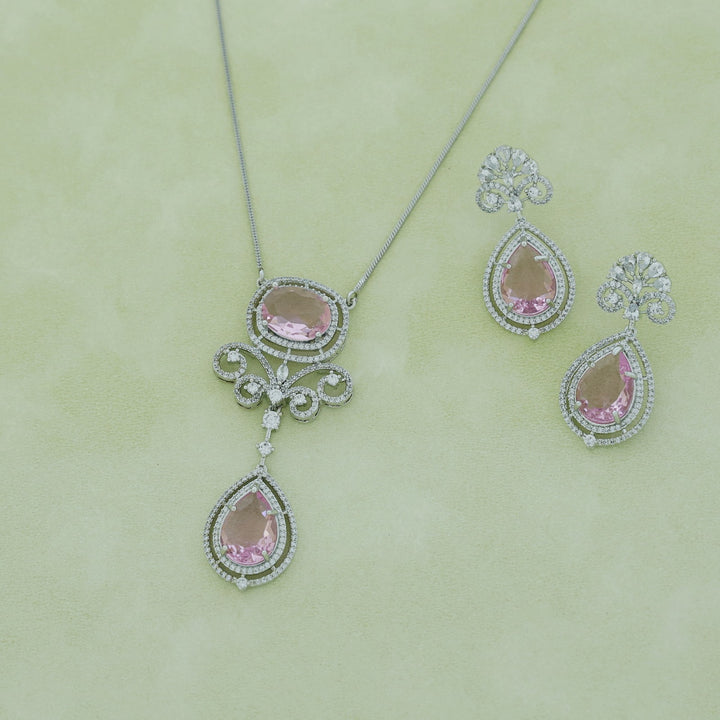 Agastya AD Stone Drop Neckpiece With Earring