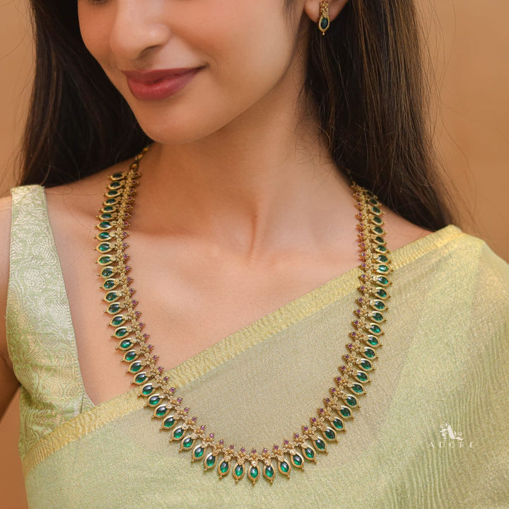 Premium Nagapadam Palakka Long Neckpiece With Earring