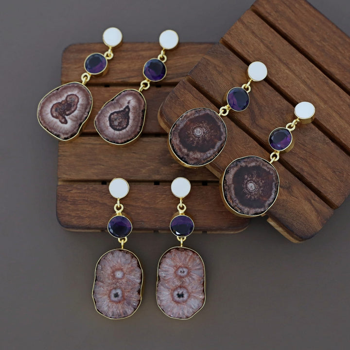 Aniha MOP + Glossy + Agate Stone Earring