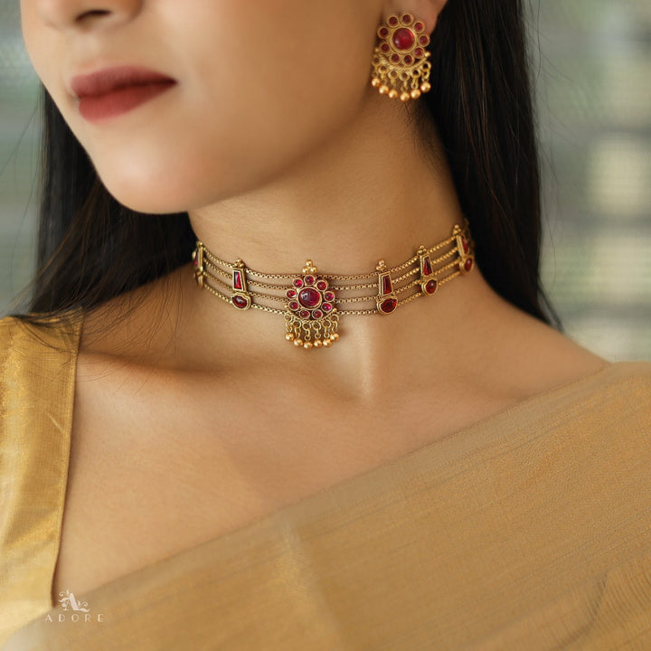 Samudra 4 Layer Parampara Choker With Earring