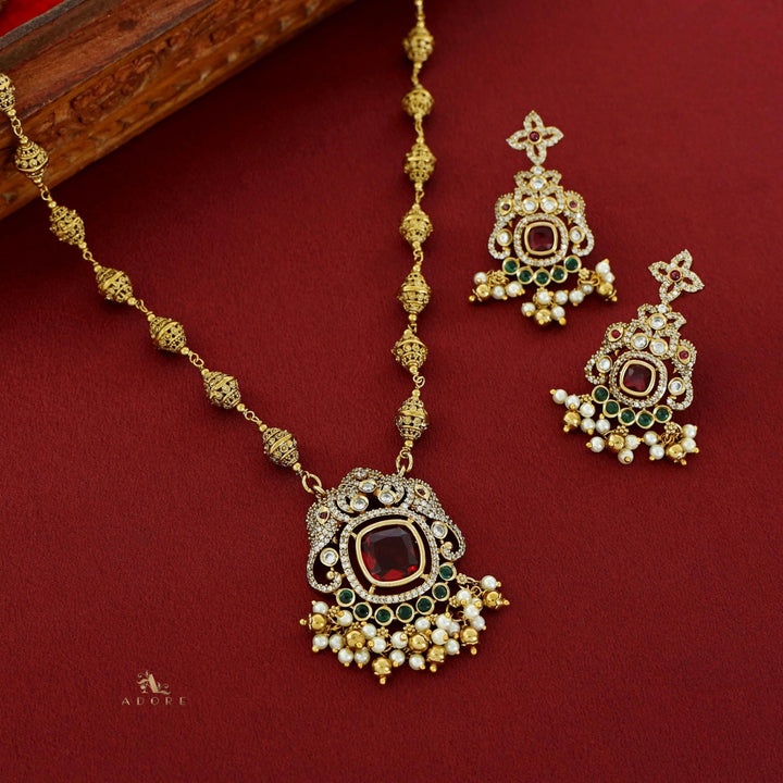 Akshita Gaja AD Stone Neckpiece With Earring