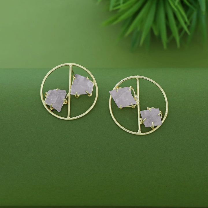 Golden Tiarah Raw Stone Earring
