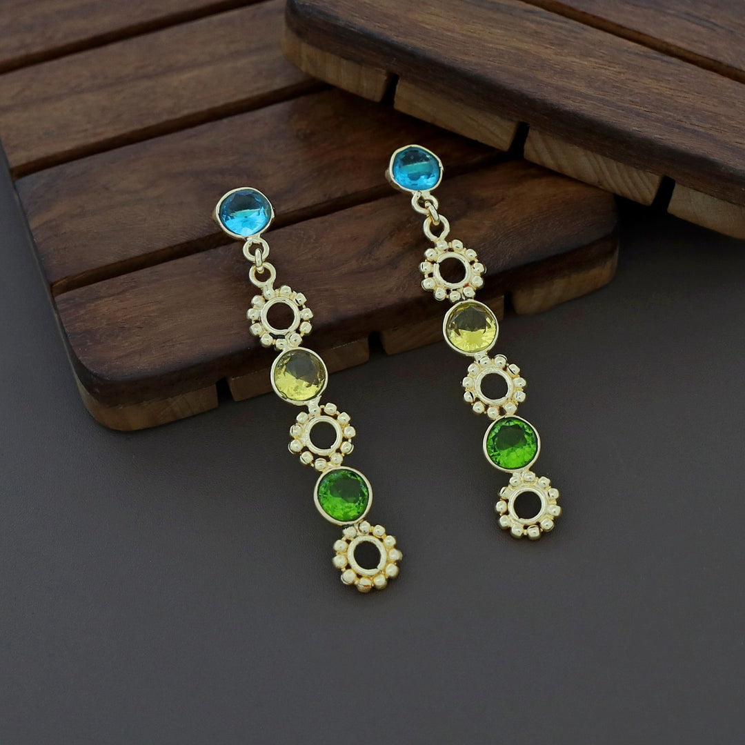 Geetika Golden Tri Glossy Stone Earring