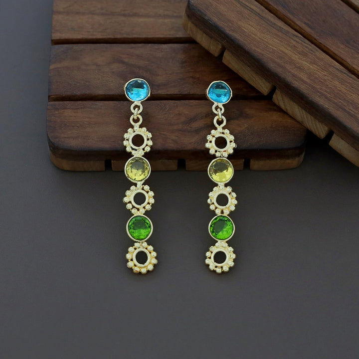Geetika Golden Tri Glossy Stone Earring
