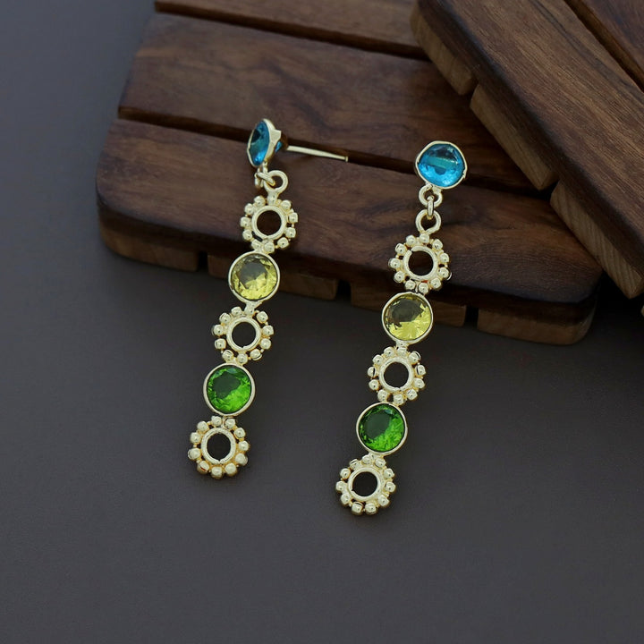 Geetika Golden Tri Glossy Stone Earring
