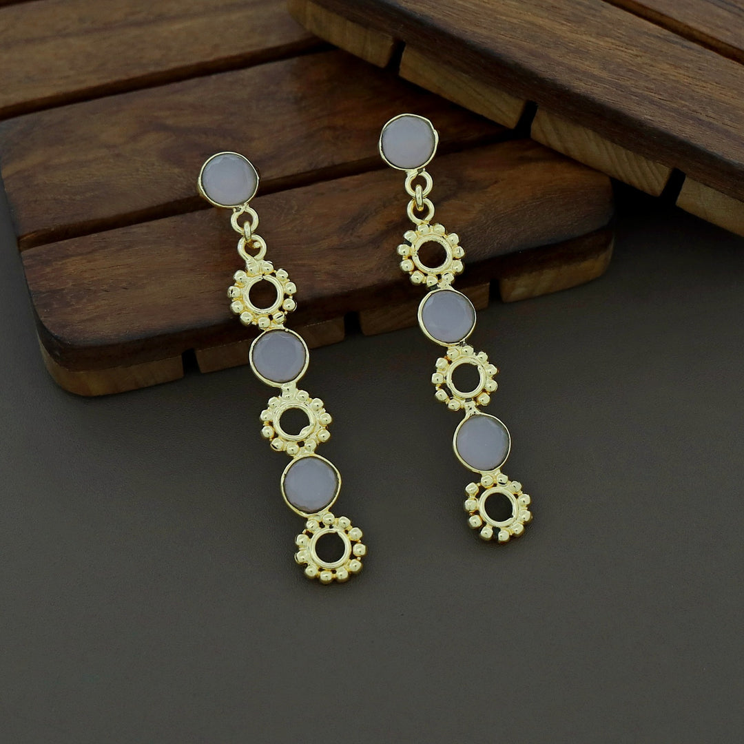 Geetika Golden Tri Glossy Stone Earring