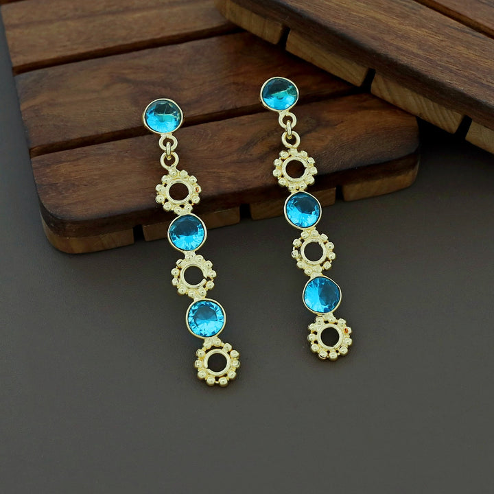Geetika Golden Tri Glossy Stone Earring