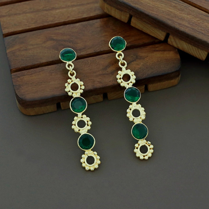 Geetika Golden Tri Glossy Stone Earring