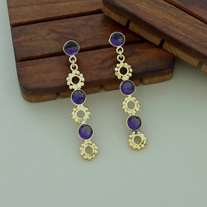 Geetika Golden Tri Glossy Stone Earring