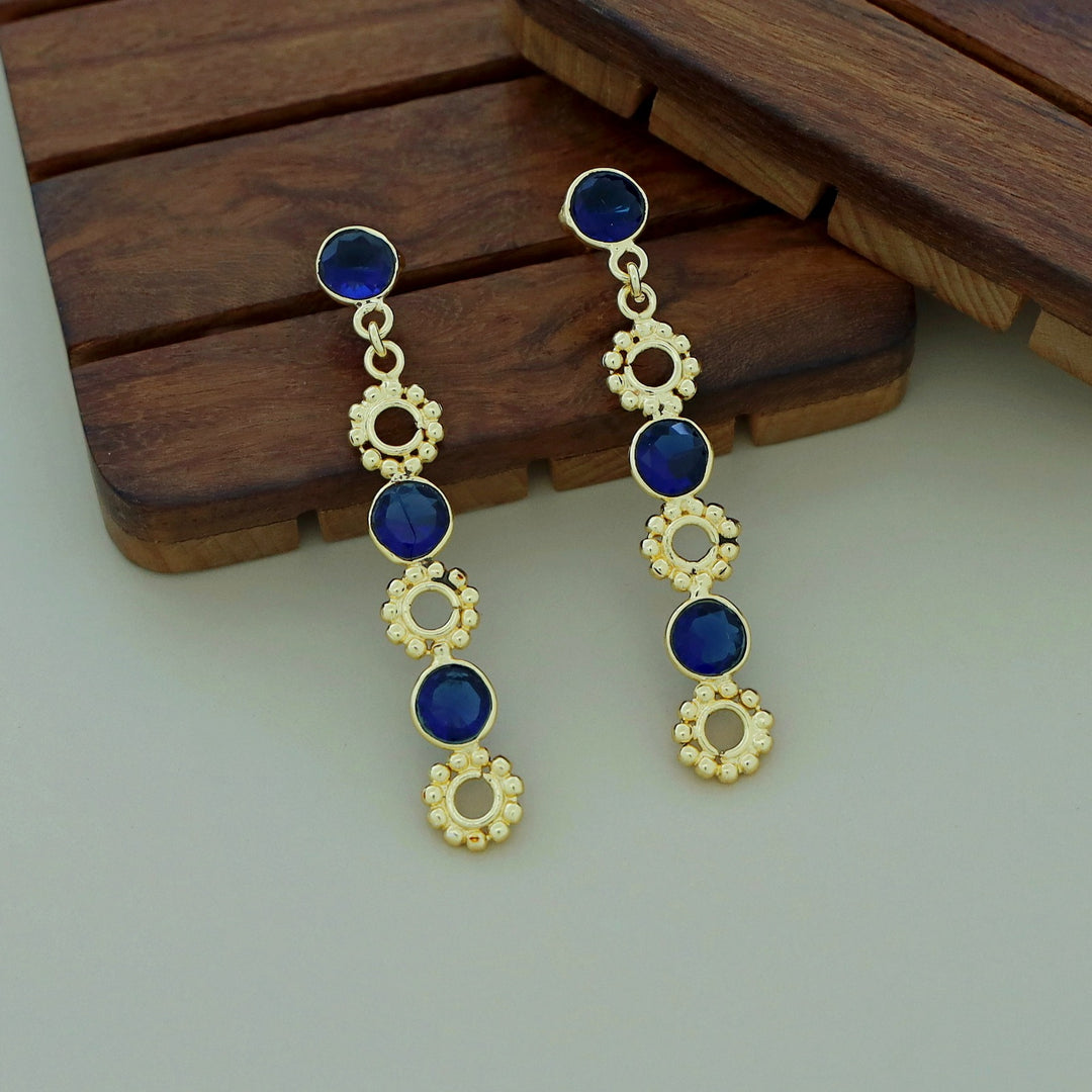 Geetika Golden Tri Glossy Stone Earring
