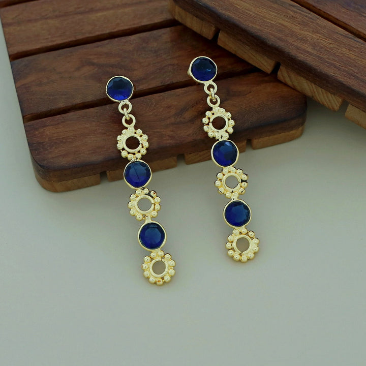 Geetika Golden Tri Glossy Stone Earring