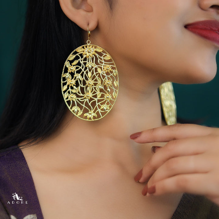 Golden Floral Vine Hoop Earring