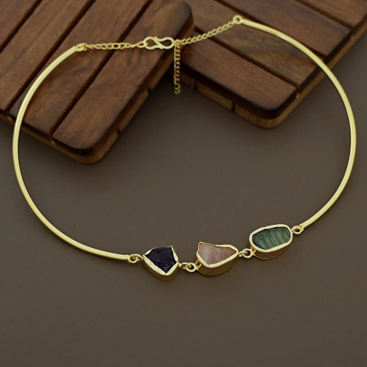 Golden 3 Raw Stone Neck Cuff