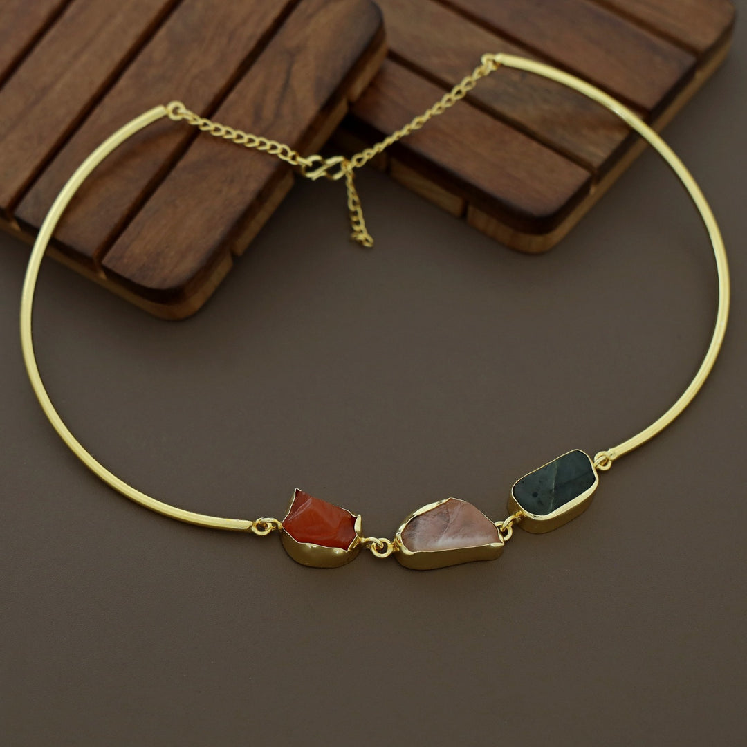 Golden 3 Raw Stone Neck Cuff