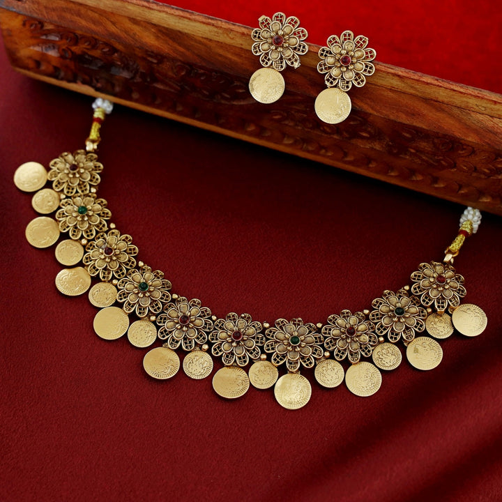 Vimala Flower Kashi Neckpiece With Earring