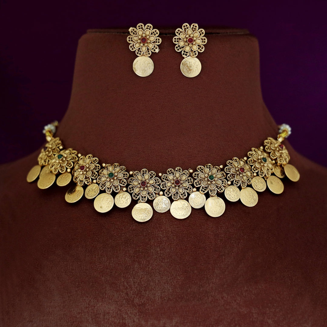 Vimala Flower Kashi Neckpiece With Earring