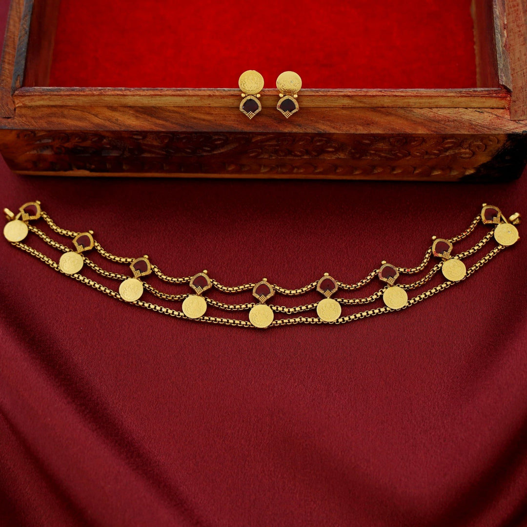 Sree Devi 3 Layer Kashi Palakka Choker With Stud