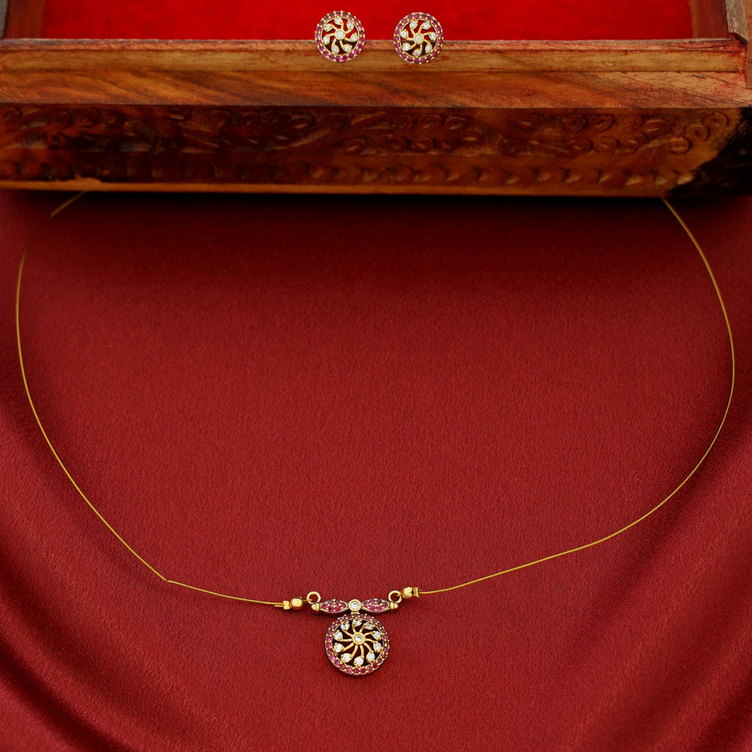 Mudra Circle String Neckpiece With Stud